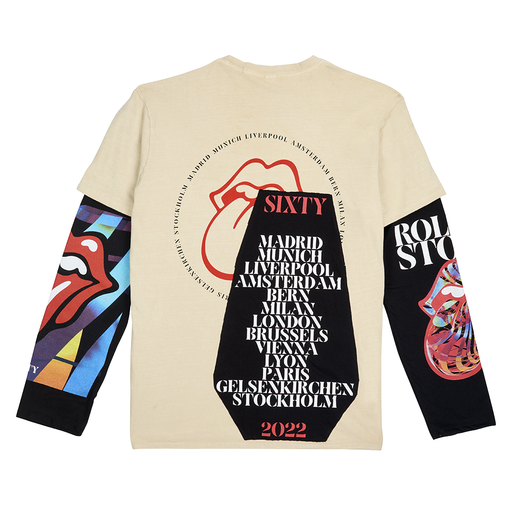 RS No. 9 - Stones:Reimagined Upcycled Tour Layered Longsleeve T-shirt
