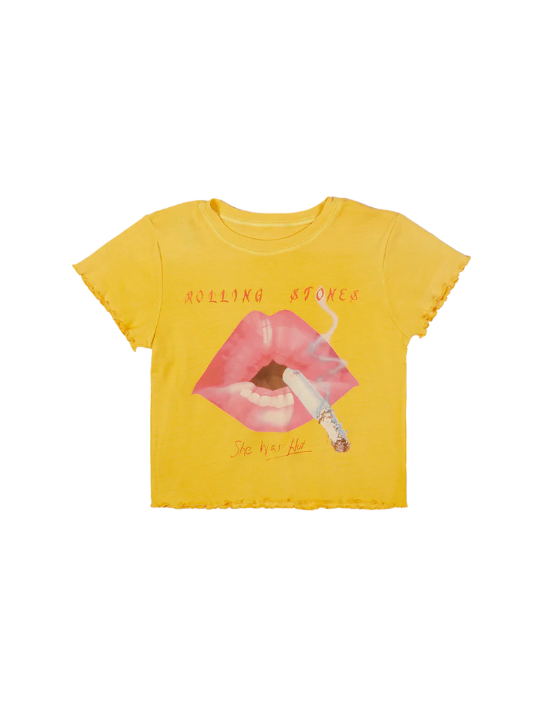 RS No. 9 Carnaby Yellow Lips Graphic Print Baby T Shirt RS No. 9 Official Shop