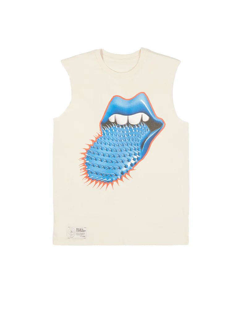 RS No. 9 Carnaby - White Spike Tongue Logo Graphic Print Tank