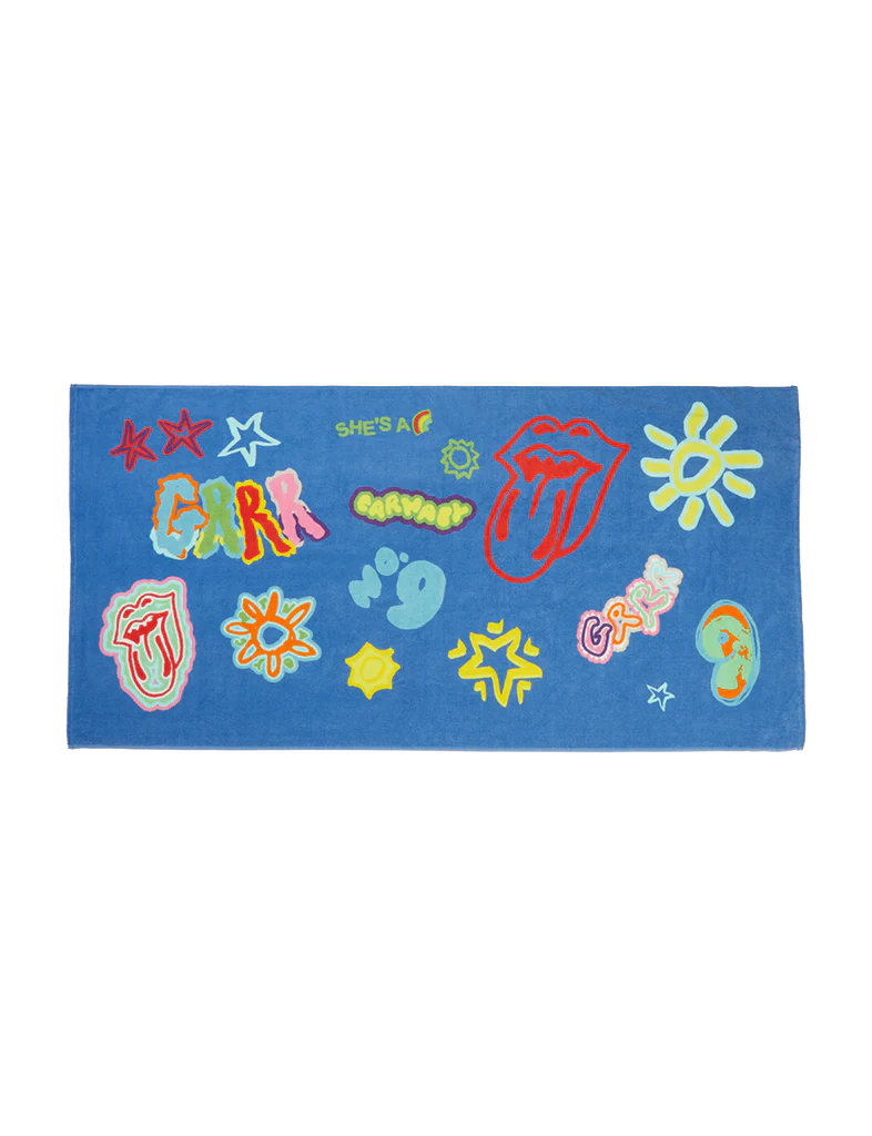 RS No. 9 Carnaby - Blue Stones Summer Doodle Beach Towel