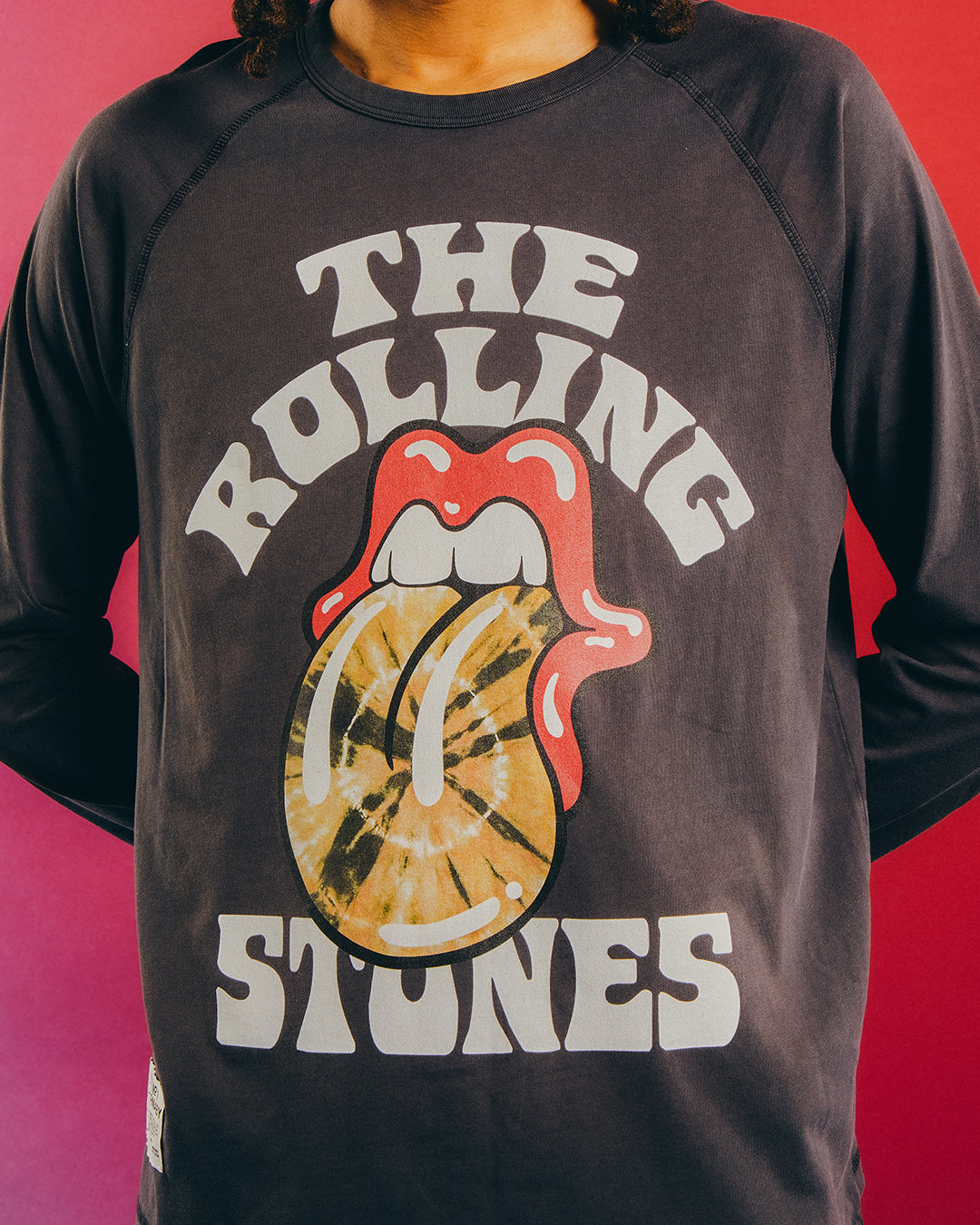 RS No. 9 Carnaby - Black 'The Rolling Stones' Graphic Print Raglan