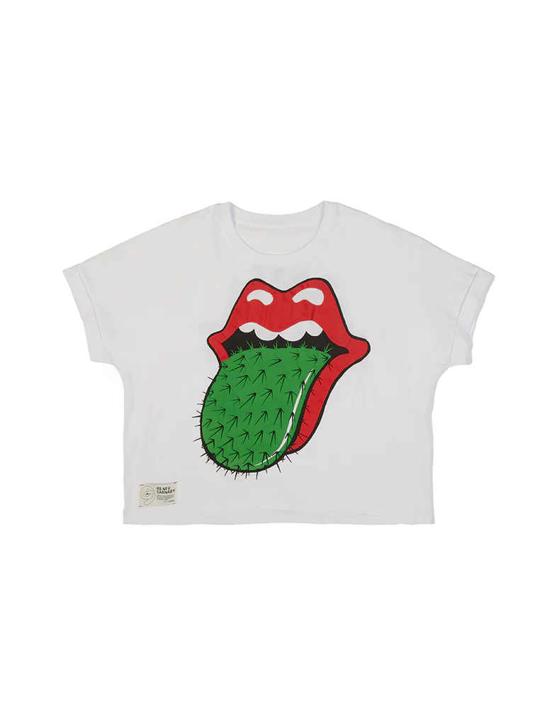 RS No. 9 Carnaby - White Tongue Logo Puff Print Boxy T-Shirt