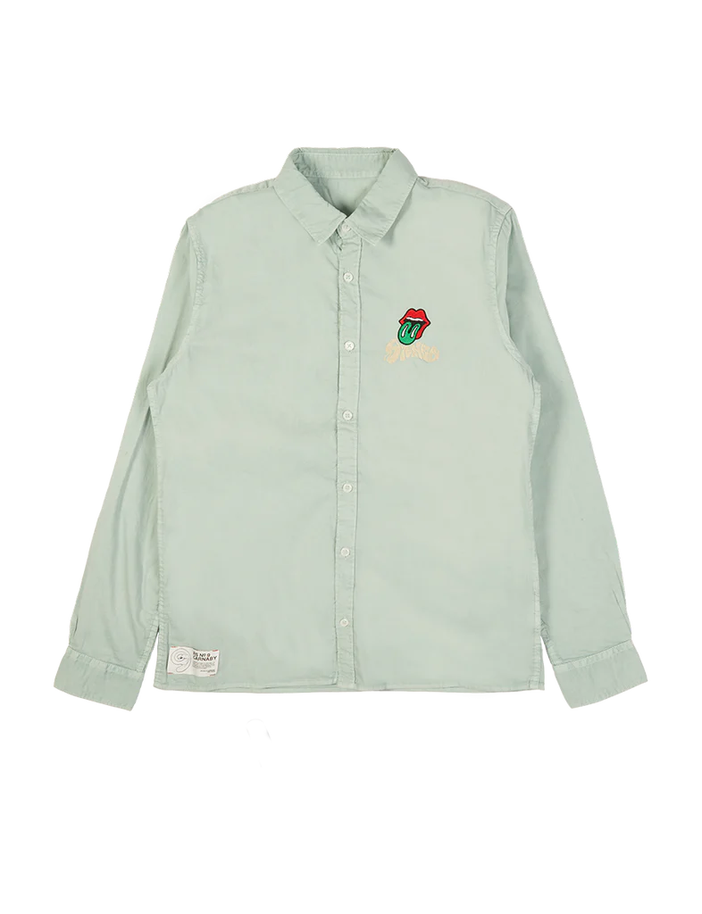 RS No. 9 Carnaby - Washed Green Embroidered Tongue Logo Oxford Shirt