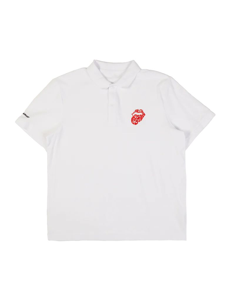 RS No. 9 Carnaby - White Psychedelic Embroidered Tongue Polo Shirt