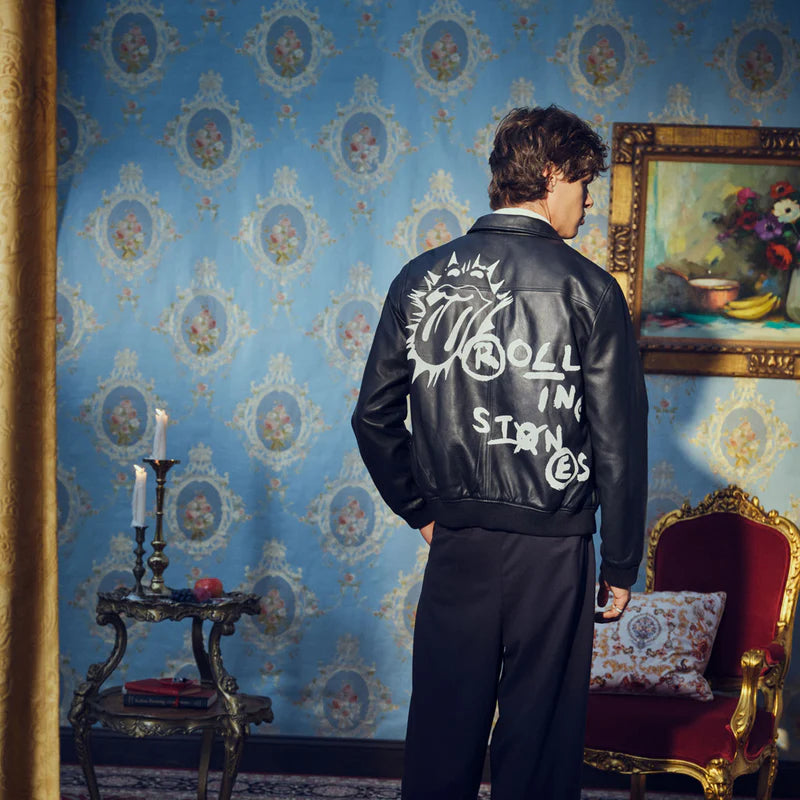 RS No. 9 - Paint Print Leather Zip Up Jacket