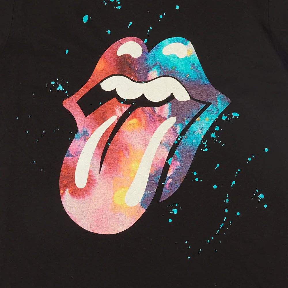 Carnaby - Black Paint Splatter Tongue Logo Graphic Print T-Shirt