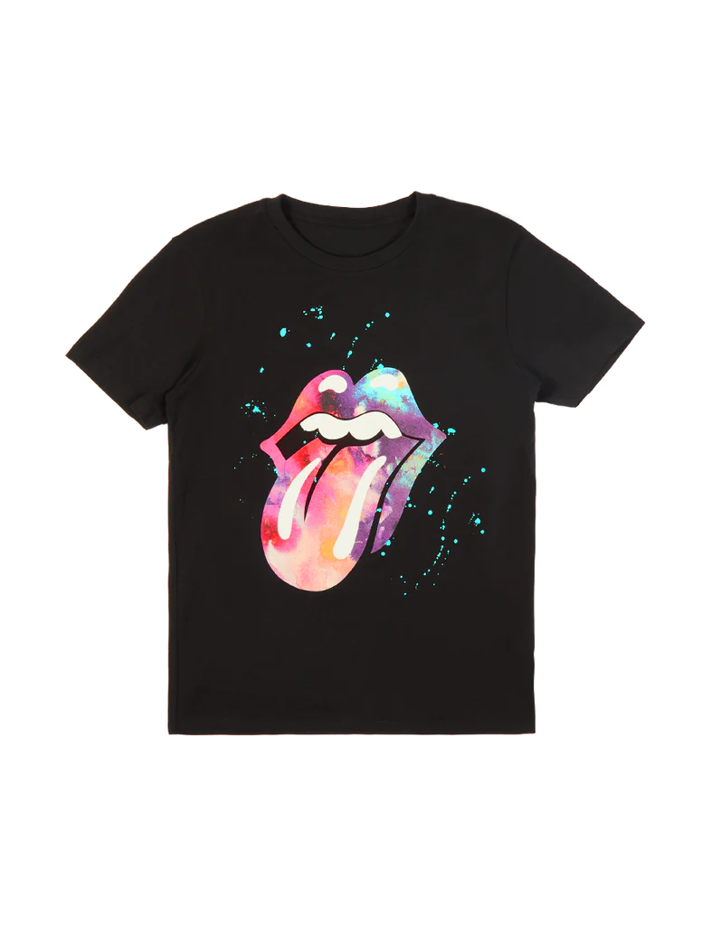 Carnaby - Kids Black Paint Splatter Tongue Logo Graphic Print T-Shirt