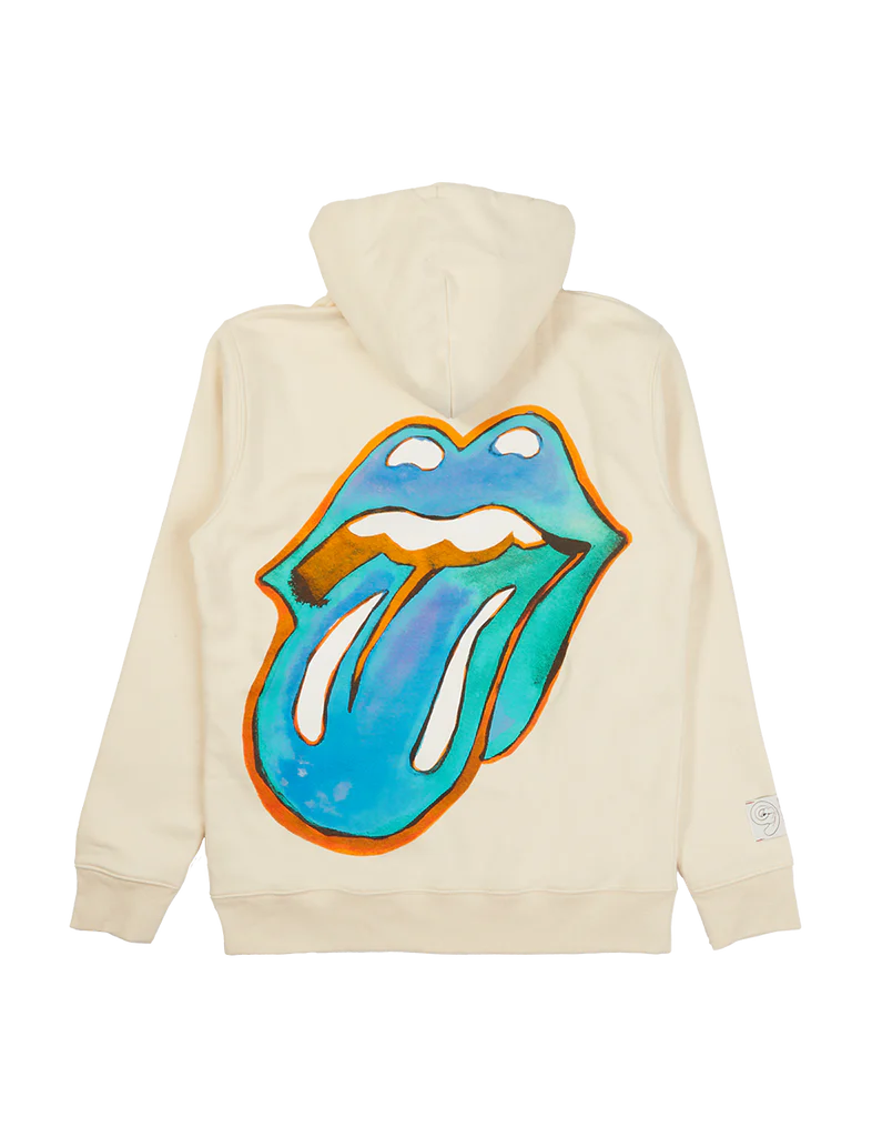 RS No. 9 Carnaby Cream Tongue Logo Graphic Back Print Zip Up Hoodie RS No. 9 Official Shop
