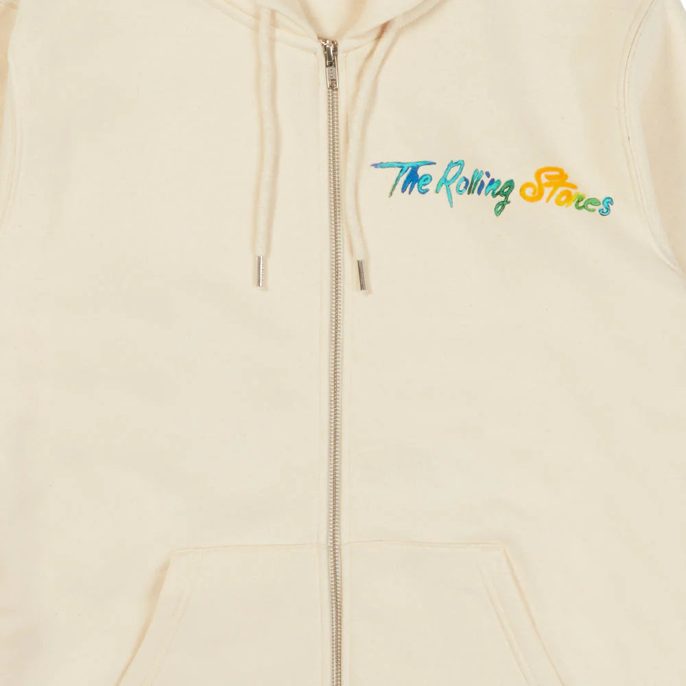 Carnaby - Cream Tongue Logo Graphic Back Print Zip-Up Hoodie