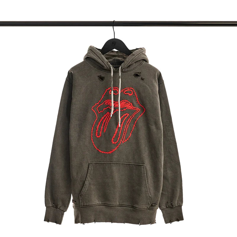 RS No. 9 - No9 Embroidered Sketch Tongue Distressed Hoodie II
