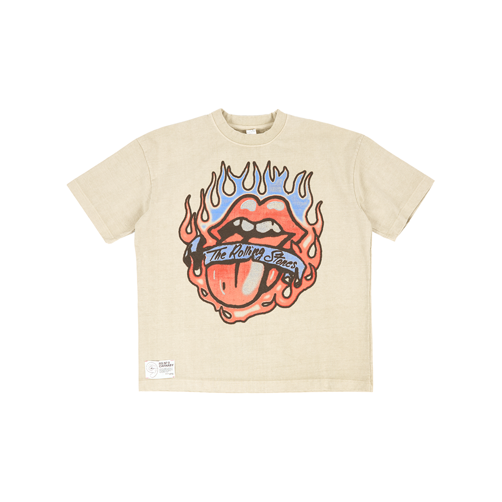 Rolling Stones Store - Classic Tongue Logo Flash Art Natural T-Shirt