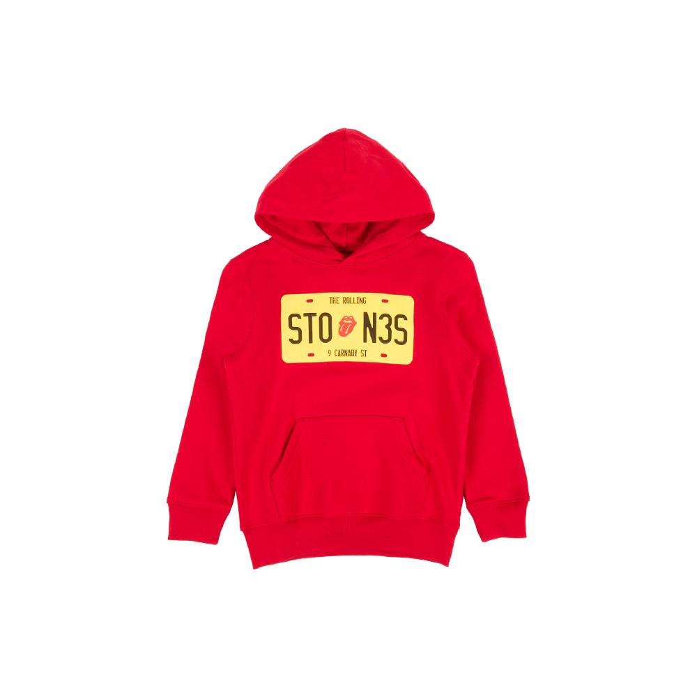 Rolling Stones Store - Kids Stones License Plate Red Hoodie