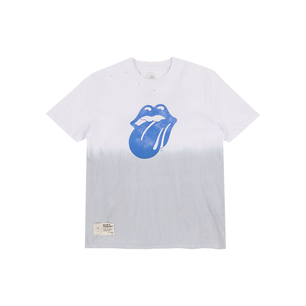 RS No. 9 - Blue & Lonesome Distressed Washed White T-Shirt