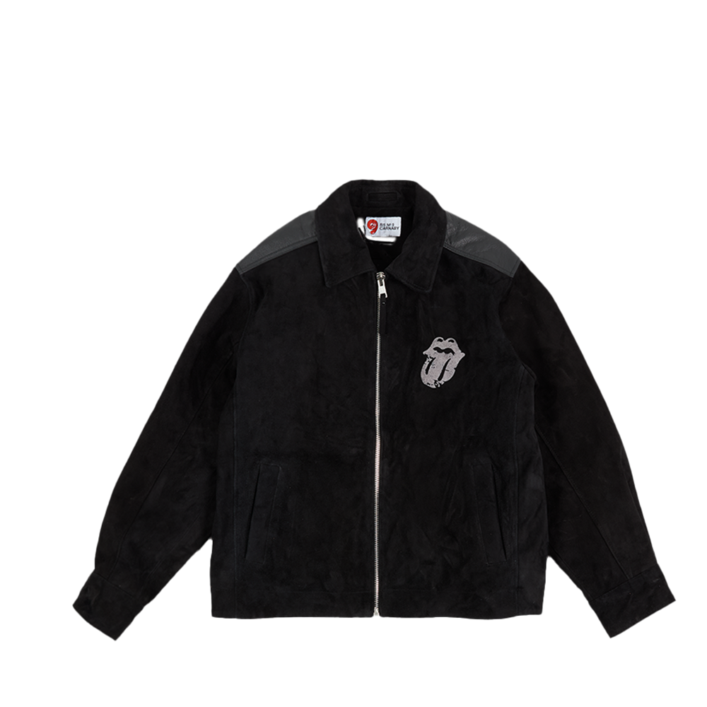 Rolling Stones Store - The Stones Flocked Logo Brushed Black Suede Jacket