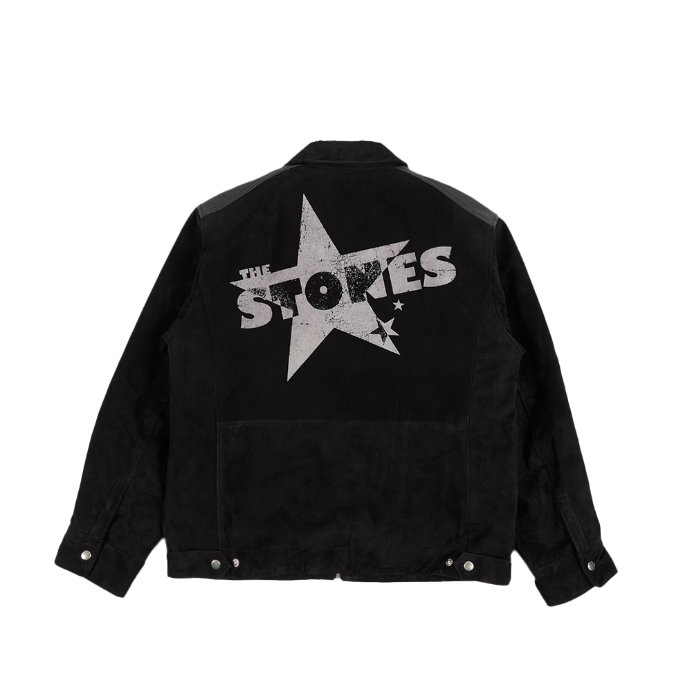 Rolling Stones Store - The Stones Flocked Logo Brushed Black Suede Jacket