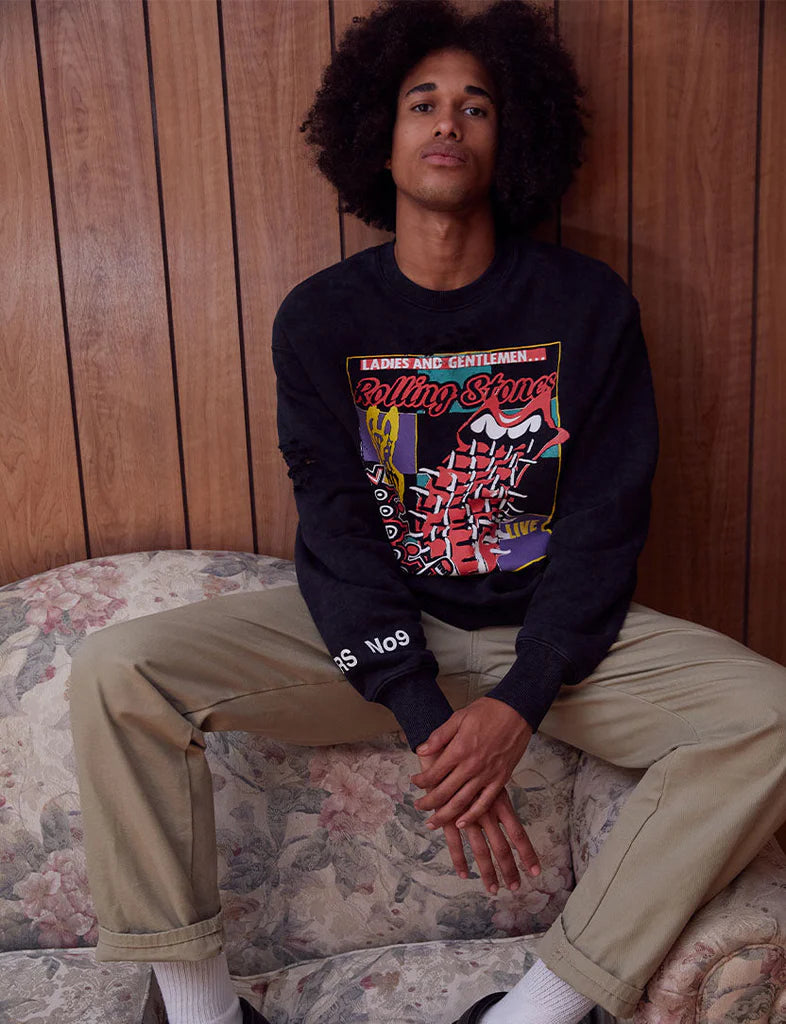 RS No. 9 - Voodoo Lounge Distressed Puff Print Crewneck