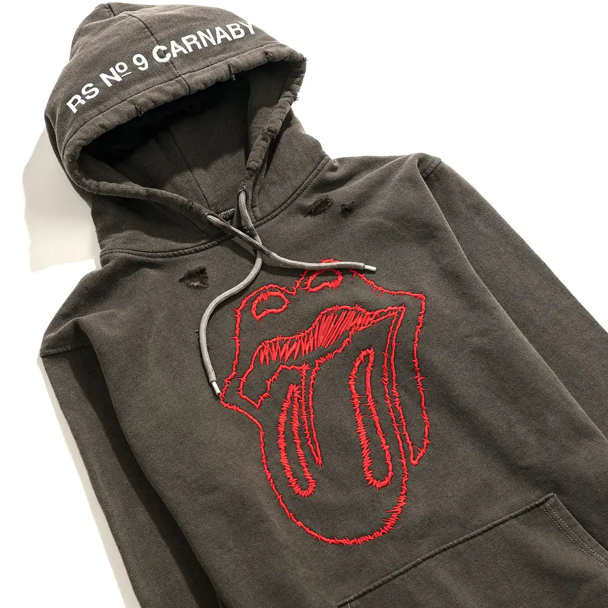 RS No. 9 - No9 Embroidered Sketch Tongue Distressed Hoodie II
