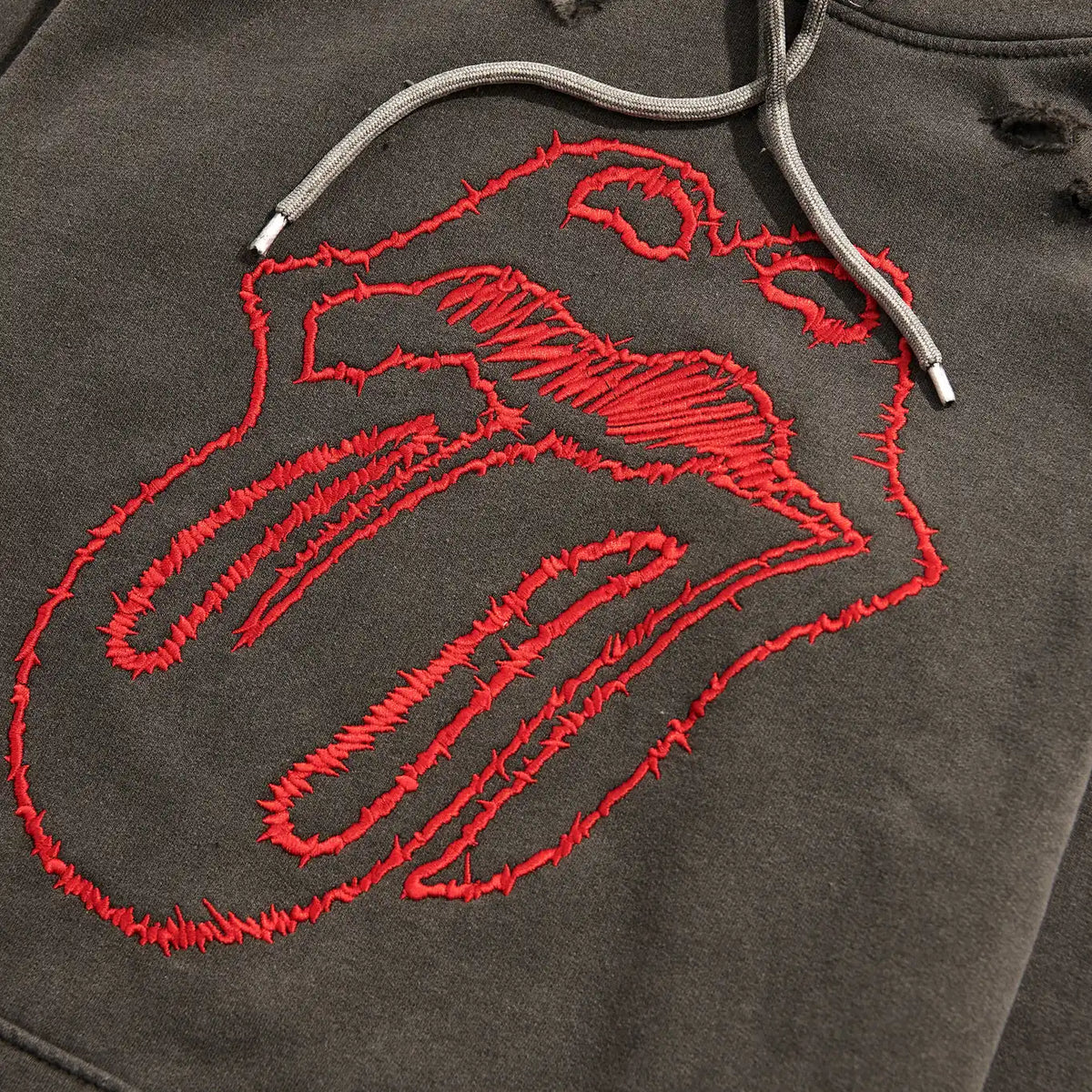 RS No. 9 - No9 Embroidered Sketch Tongue Distressed Hoodie II