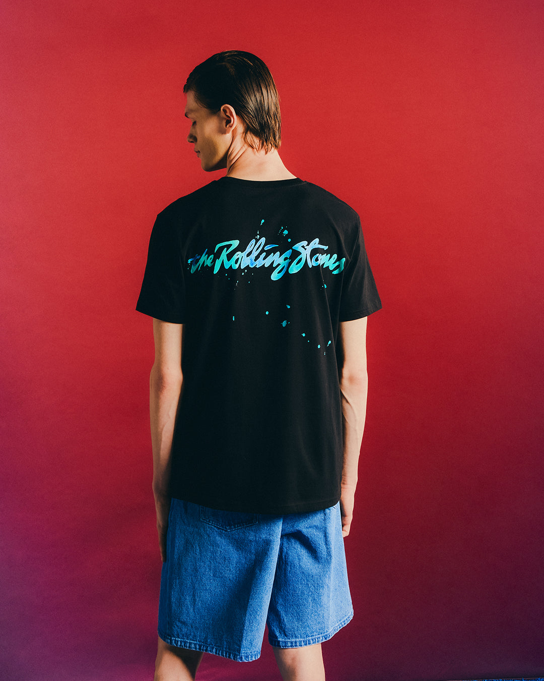 Carnaby - Black Paint Splatter Tongue Logo Graphic Print T-Shirt