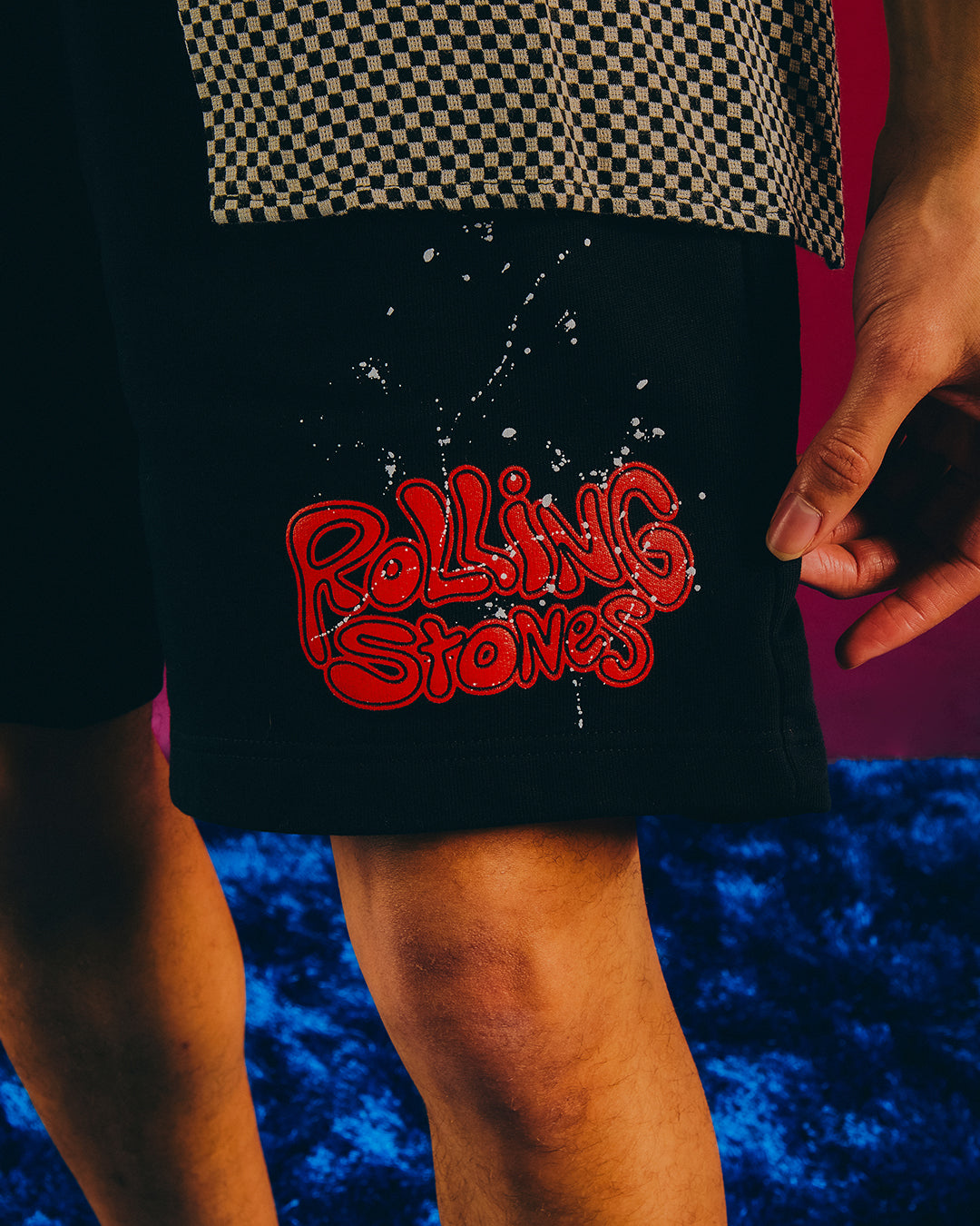 Carnaby - Black 'Rolling Stones' Graphic Print Shorts