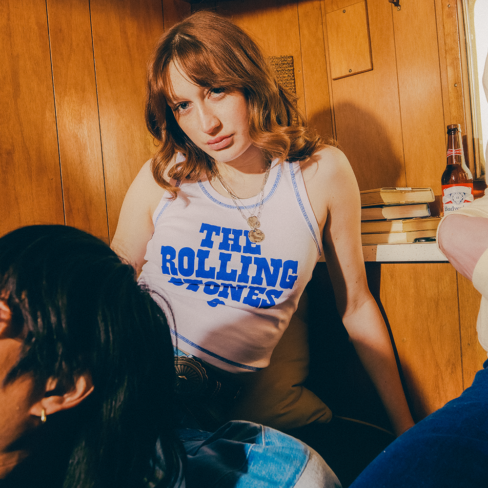 RS No. 9 - The Rolling Stones Contrast Stitch White Tank Top