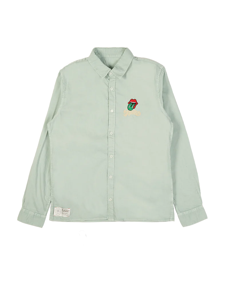 Carnaby - Washed Green Embroidered Tongue Logo Oxford Shirt