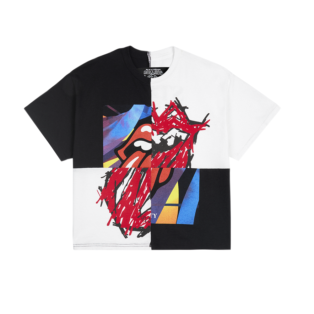 RS No. 9 - Stones:Reimagined Upcycled Tour 4 Panel Boxy Cropped T-shirt