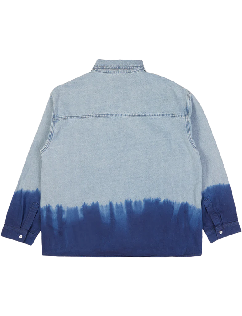 Carnaby - Light Blue Embroidered Tongue Logo Dip-Dye Denim Shirt