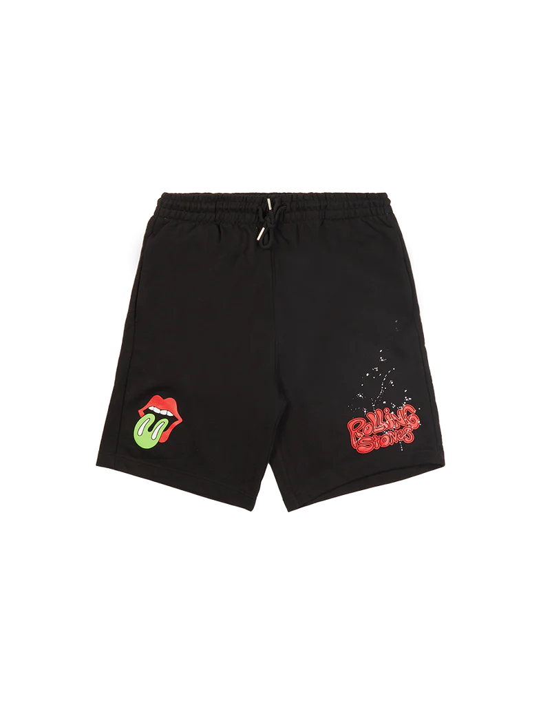 RS No. 9 Carnaby - Black 'Rolling Stones' Graphic Print Shorts