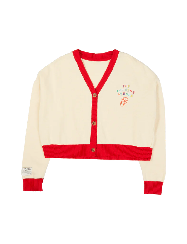 RS No. 9 Carnaby - Cream 'The Rolling Stones' Embroidered Contrast Knitted Cardigan