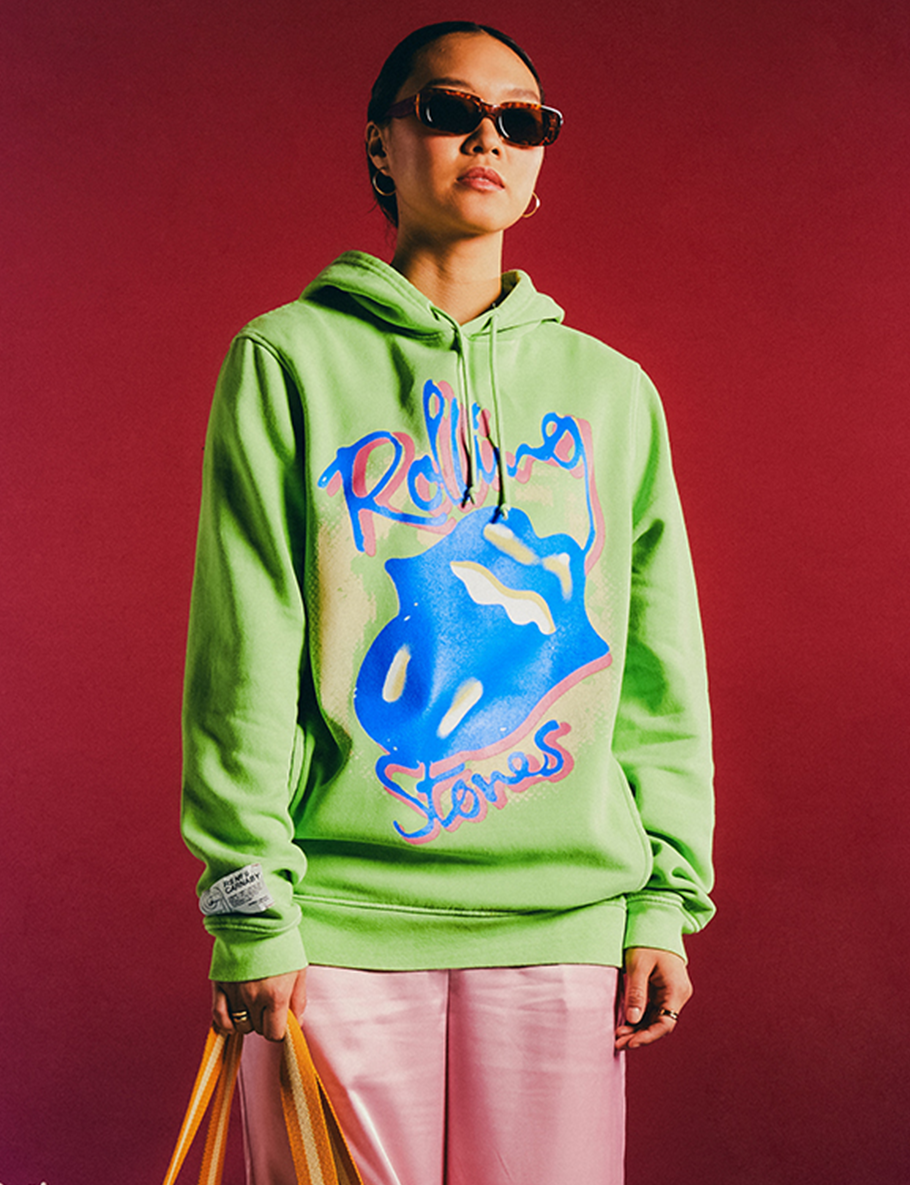 Carnaby - Green 'Rolling Stones' Graphic Print Hoodie