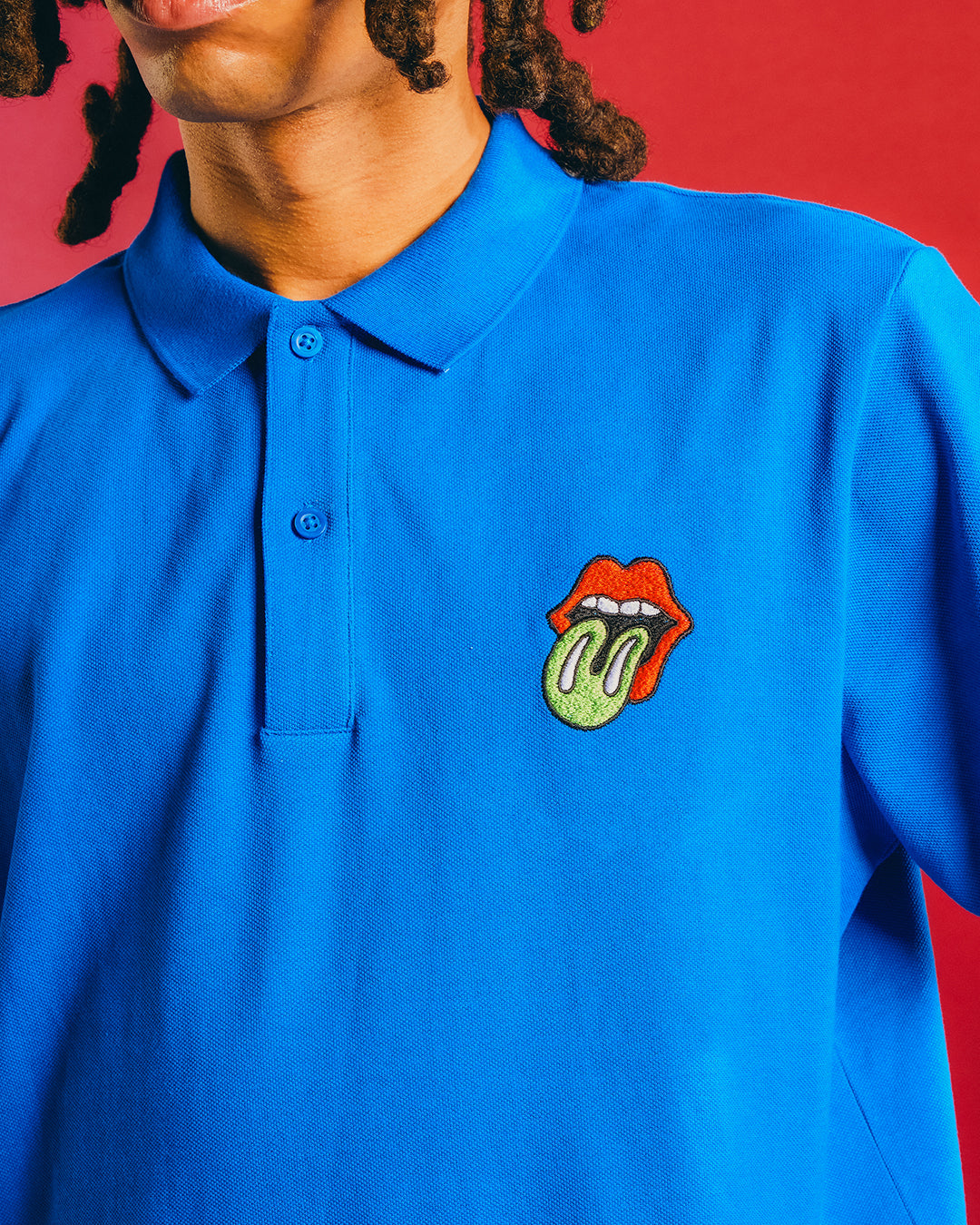 RS No. 9 Carnaby - Blue Sticky Fingers Embroidered Tongue Polo Shirt