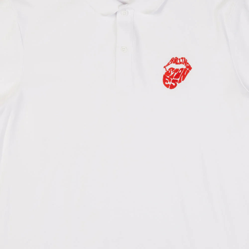Carnaby - White Psychedelic Embroidered Tongue Polo Shirt