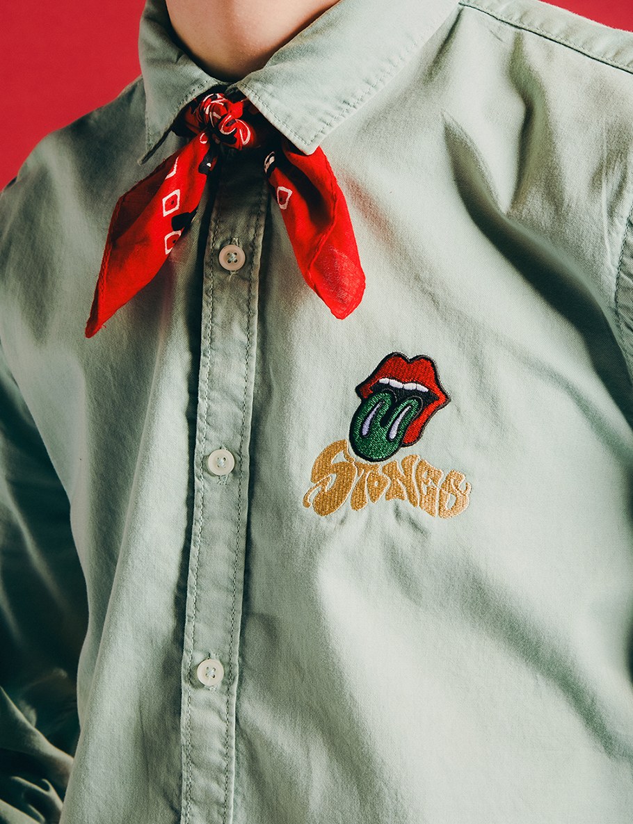 Carnaby - Washed Green Embroidered Tongue Logo Oxford Shirt